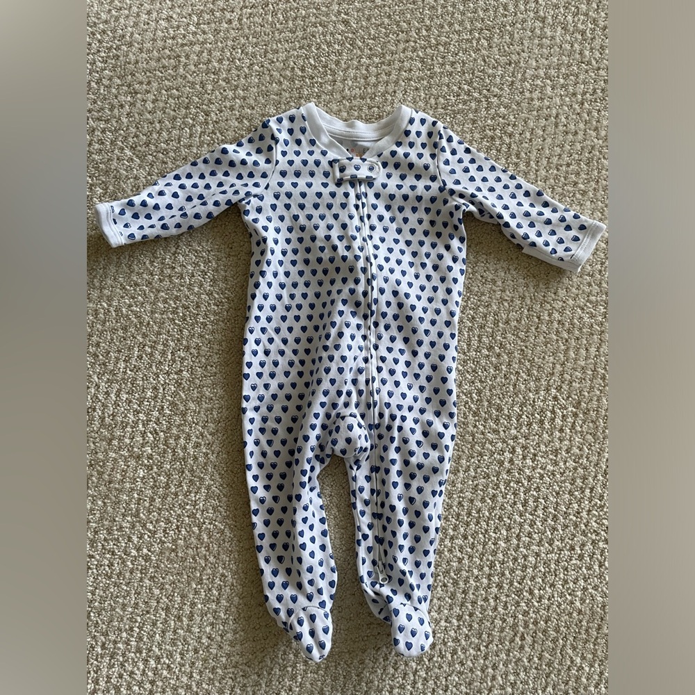 EEUC Roberta Roller Rabbit Infant Hearts Sleeper Footie